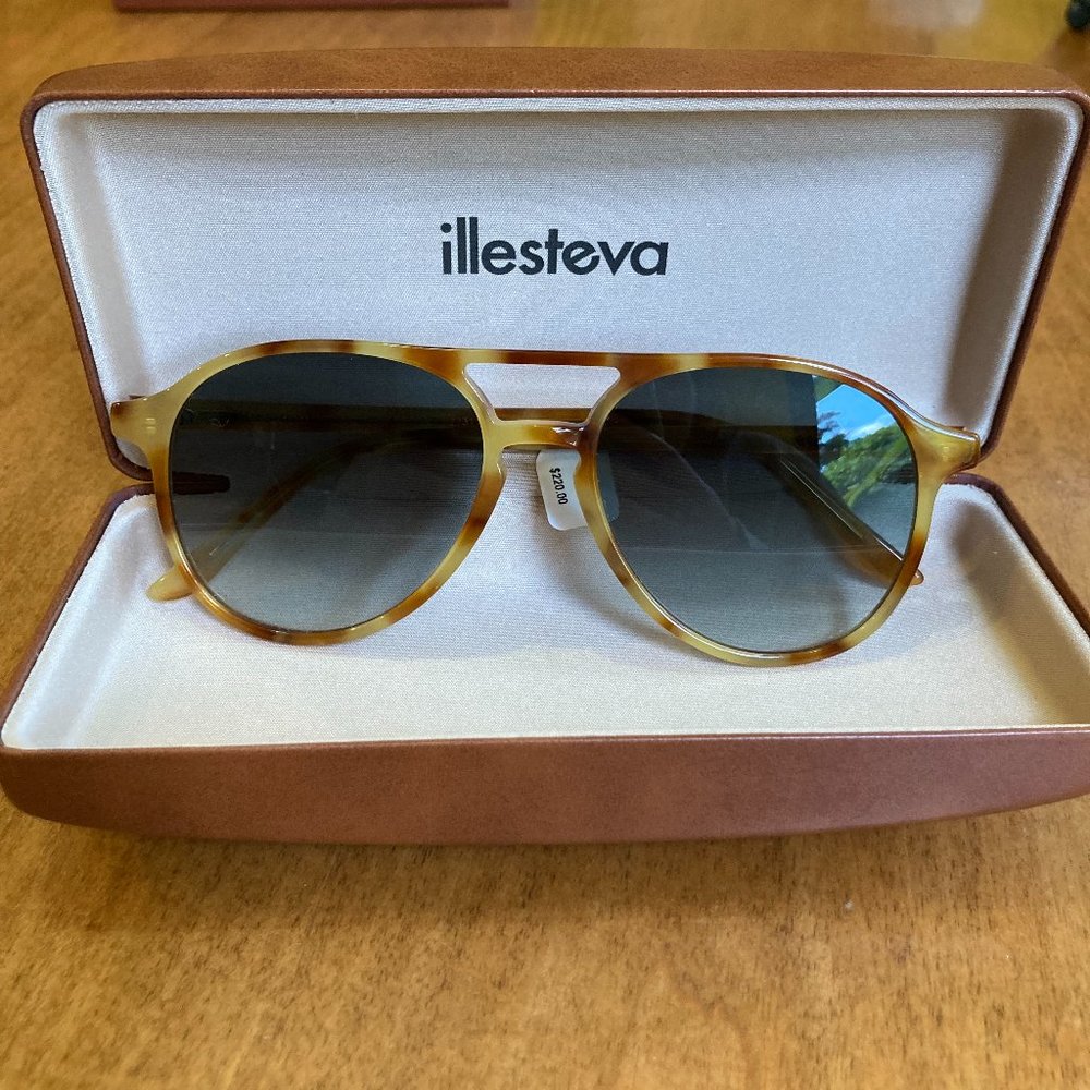 ILLESTEVA BRADLEY SUNGLASSES AMBER/OLIVE FLAT GRADIENT NEVER WORN WITH BOX/TAG